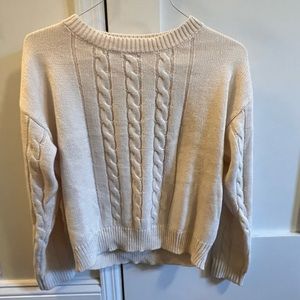 Miou Muse Cream Light Cable Knit Sweater